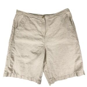 LL Bean Linen Shorts sz 16 Women‎ Beige Casual Breathable Wicking Outdoor Hiking